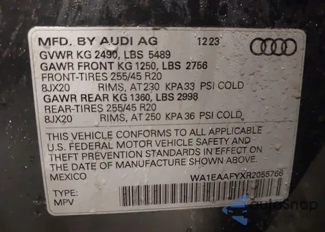 2024 Audi Q5 Premium Plus 45 Tfsi S Line Quattro z USA, uszkodzony, nr VIN WA1EAAFYXR2055766